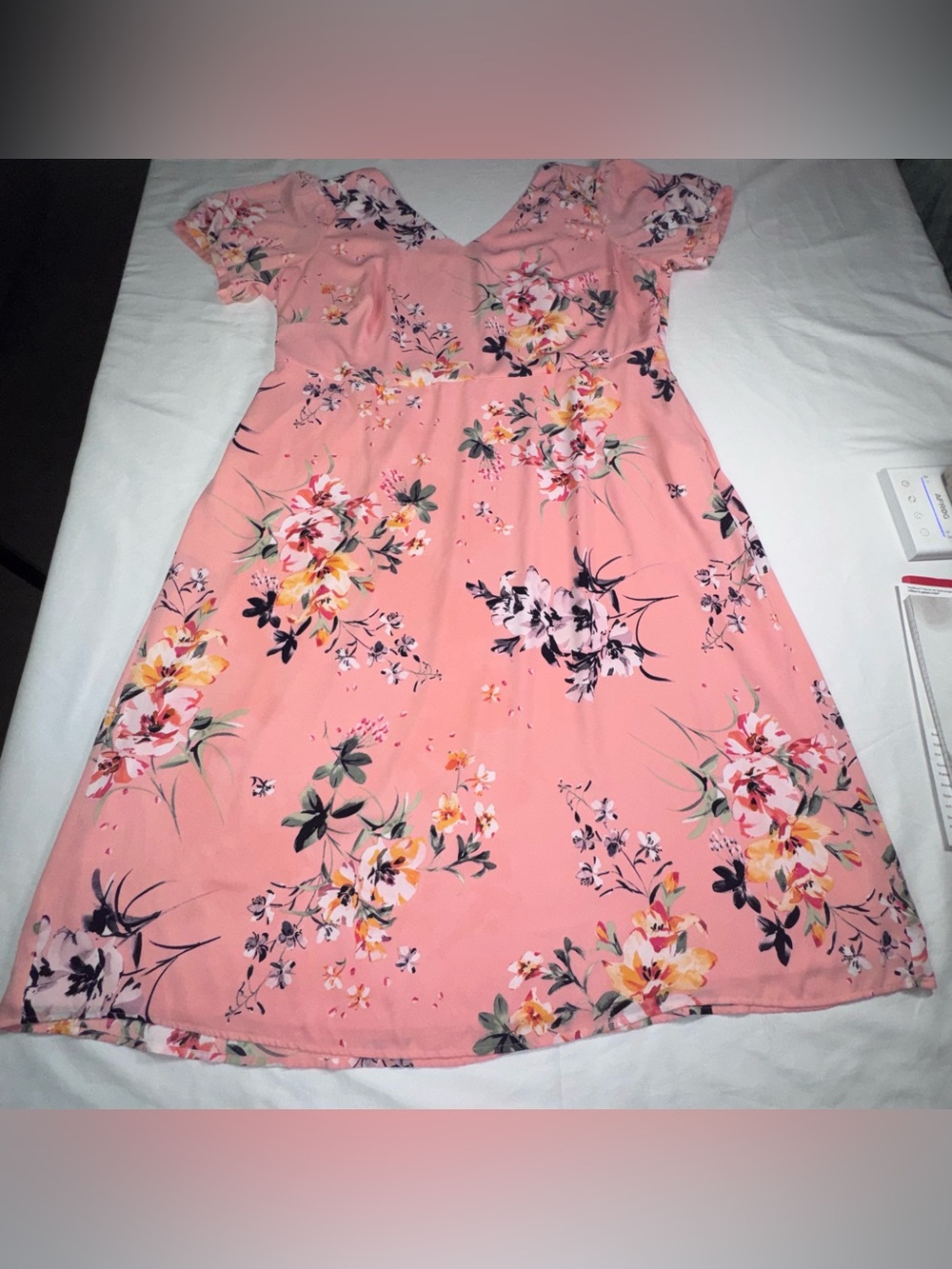 LOFT Plus Dress Women’s Size 16 Coral/Pink Floral Wedding Guest/Special Occasion